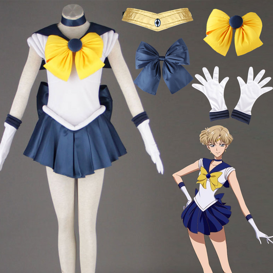 Anime Sailor Moon Costume Tenou Haruka Sailor Uranus Fighting Cosplay Outfit and Accessories Women and Kids Halloween