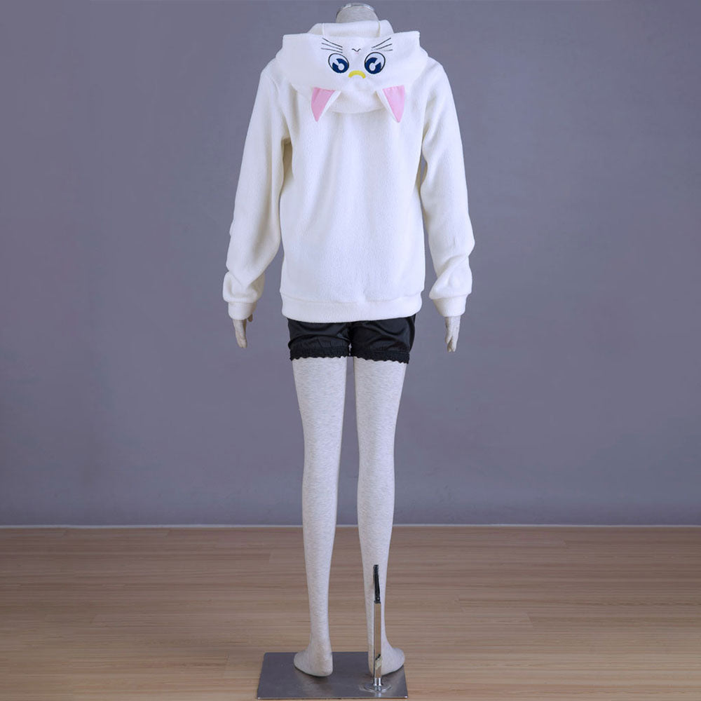 Sailor Moon Costume Artemis The White Cat Cosplay Cute White Hoodie for Women and Kids