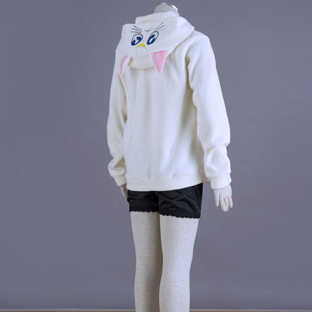 Sailor Moon Costume Artemis The White Cat Cosplay Cute White Hoodie for Women and Kids