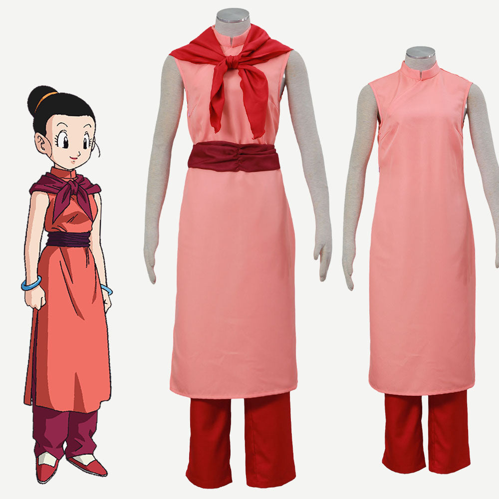 Dragon Ball Chichi Married Pink Cosplay Costume Ouffits Women and Kids Halloween