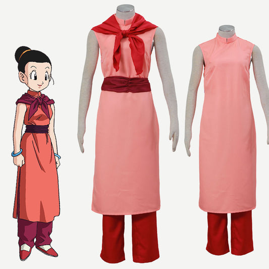 Dragon Ball Chichi Married Pink Cosplay Costume Ouffits Women and Kids Halloween