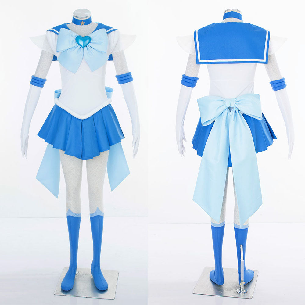 Halloween Anime Sailor Moon Costume Mizuno Ami Sailor mercury Fighting Cosplay Full Outfit