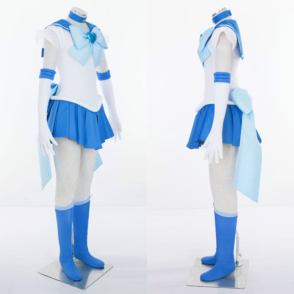 Halloween Anime Sailor Moon Costume Mizuno Ami Sailor mercury Fighting Cosplay Full Outfit