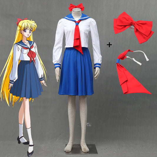 Anime Sailor Moon Costume Aino Minago Sailor venus Cosplay Normal School Uniform