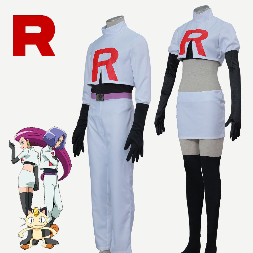 Anime Pokemon Costume Rocket Team James Inkay Jessie Cosplay full outfit for Adults and Kids