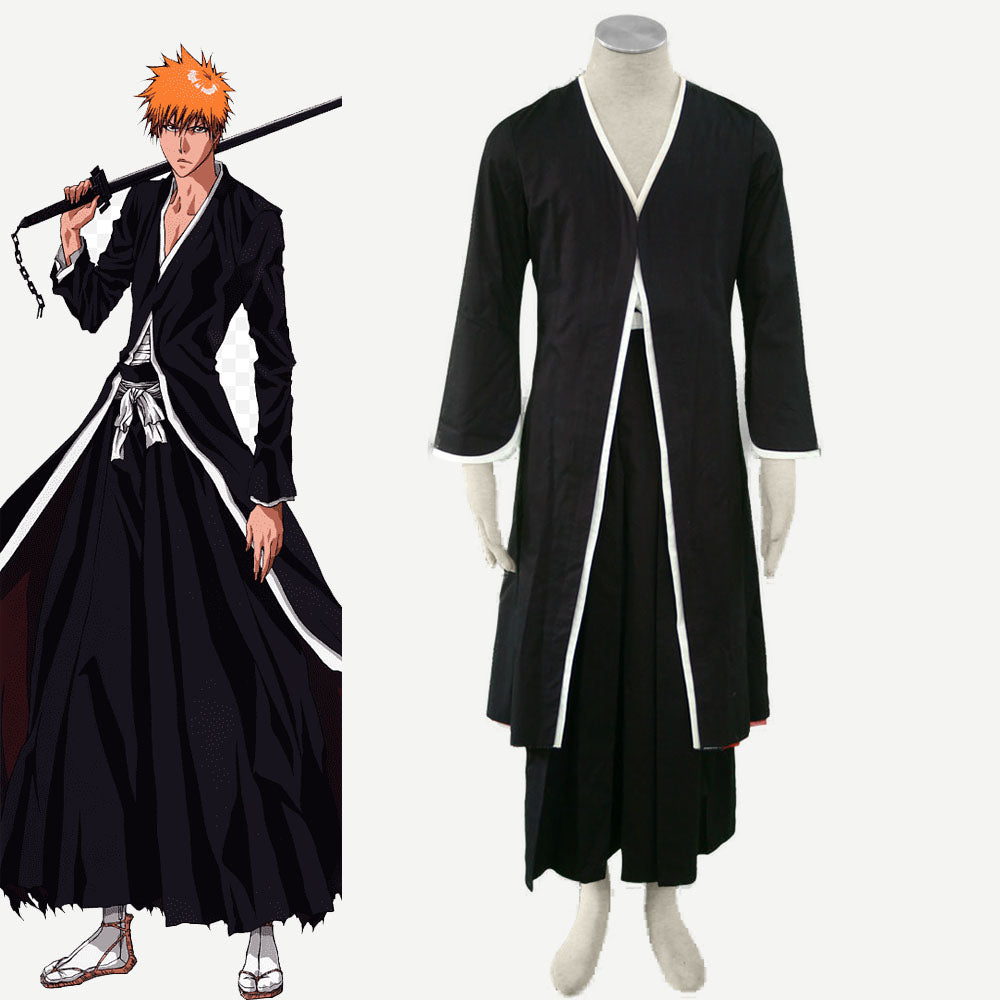 Anime Bleach Costume Ichigo Kurosaki Cosplay Black full Outfit Men and Kids Halloween