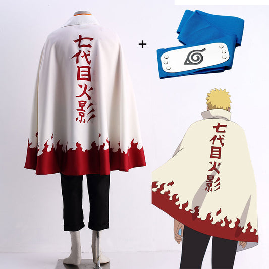 Anime Naruto Shippuden Cosplay 7th Hokage Naruto Costume Cloak Men and Kids Halloween