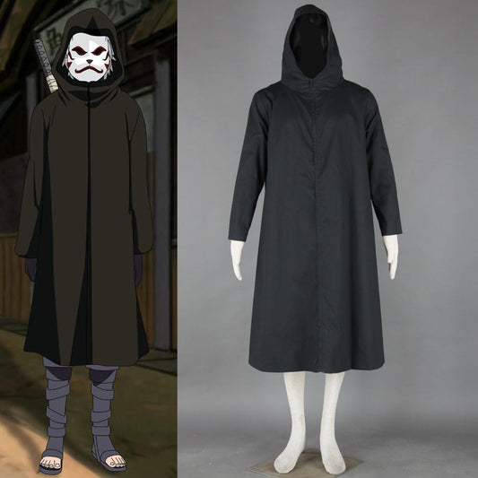 Anime Naruto Shippuden Cosplay Black Anbu Cloak Hatake Kakashi Costume Robe Men Kids Halloween