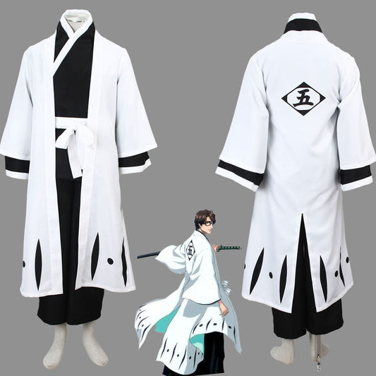 Anime Bleach Aizen Sousuke Costume Cosplay Suits 5th Division Captain Costume Men and Kids Halloween