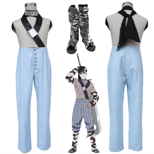 Anime Naruto Shippuden Cosplay Momochi Zabuza Costume with Shoes Men Kids Halloween