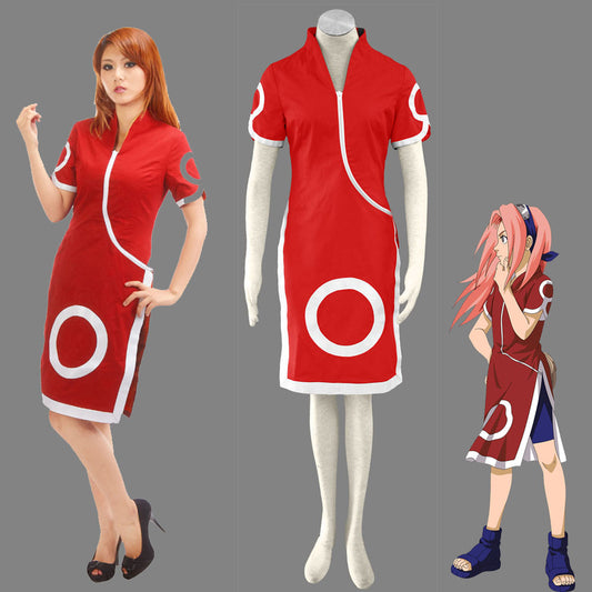 Anime Naruto Shippuden Cosplay Sakura Childhood Costume Women Kids Halloween