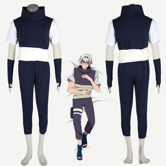 Anime Naruto Shippuden Yakushi Kabuto Taking Ninja Exam Cosplay Costume Men Kids Halloween