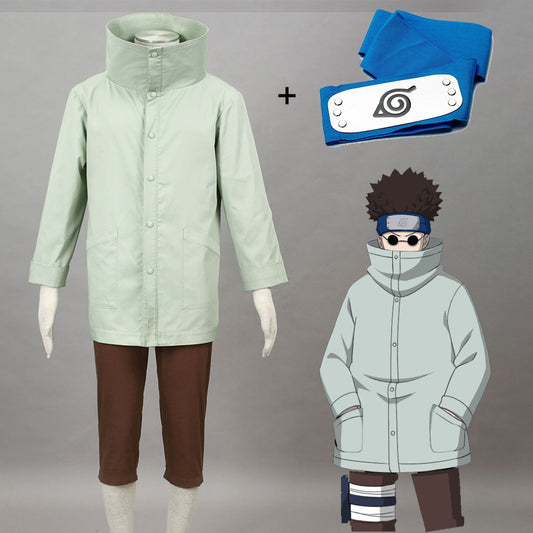 Anime Naruto Shippuden Cosplay Aburame Shino Costume with Headband Men Kids Halloween