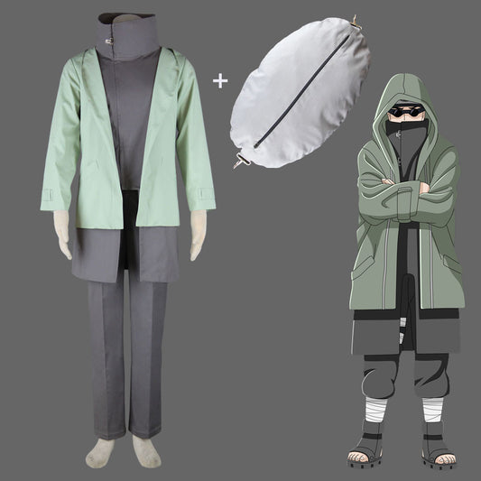 Anime Naruto Shippuden Cosplay Aburame Shino Costume with Bag Men Kids Halloween