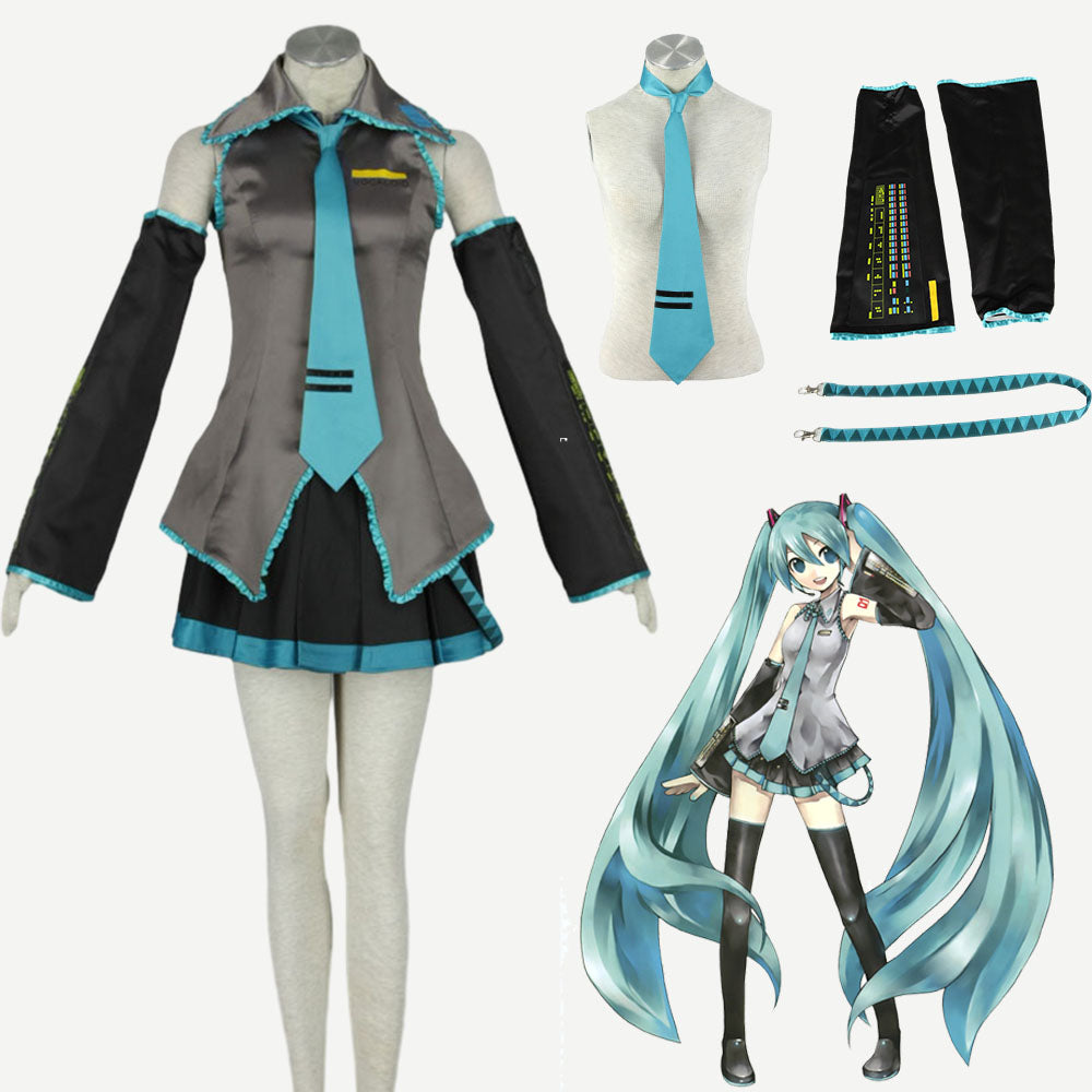 Vocaloid Costumes Hatsune Miku Cosplay full Outfit with Accessories Women and Kids