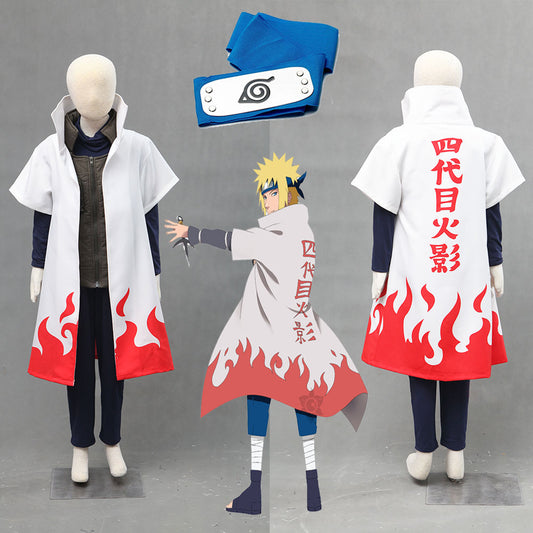 Anime Naruto Shippuden Cosplay Namikaze Minato 4th Hokage Costume Men Kids Halloween