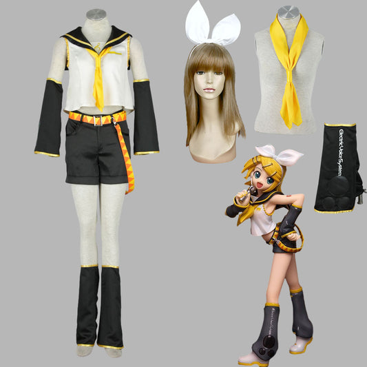 Vocaloid Costumes Kagamine Rin Cosplay full Outfit with Accessories Women and Kids