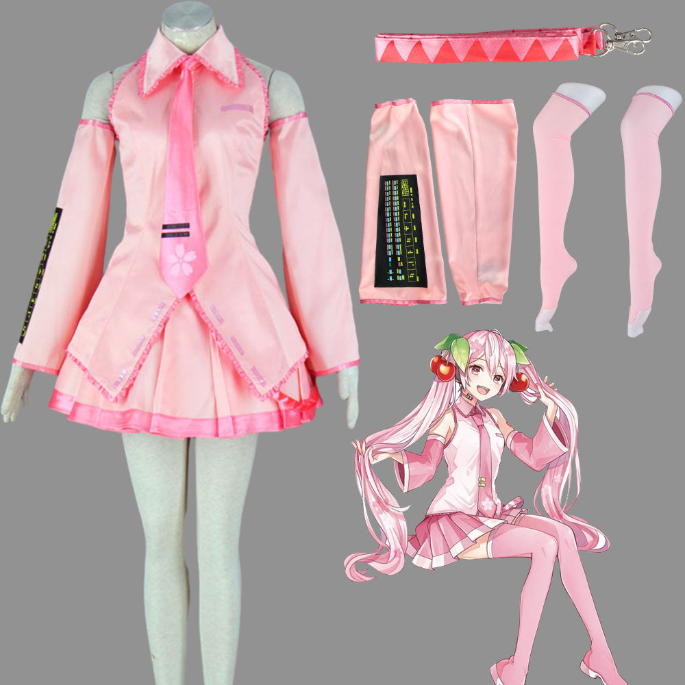 Vocaloid Costumes Spring Sakura Miku Cosplay Pink Outfit with Accessories Women and Kids