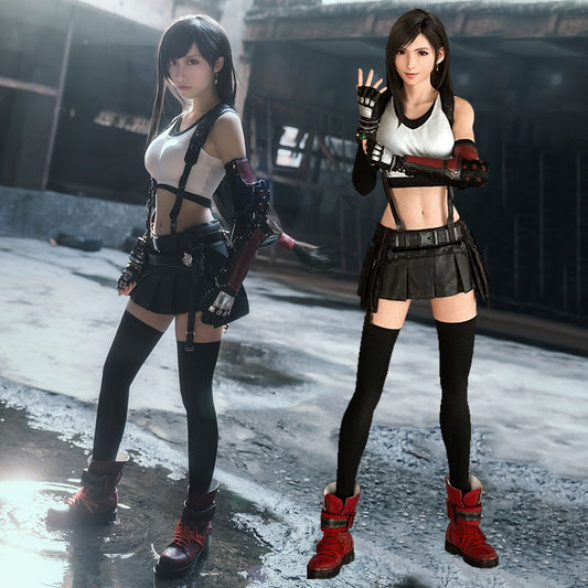 High Quality Final Fantasy 7 Tifa Lockhart 100% Cosplay Costume with Accessories