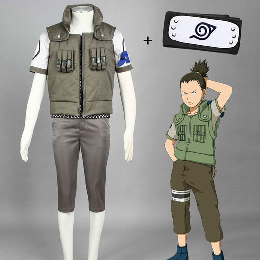 Anime Naruto Shippuden Shikamaru Cosplay Costume Men Kids Halloween