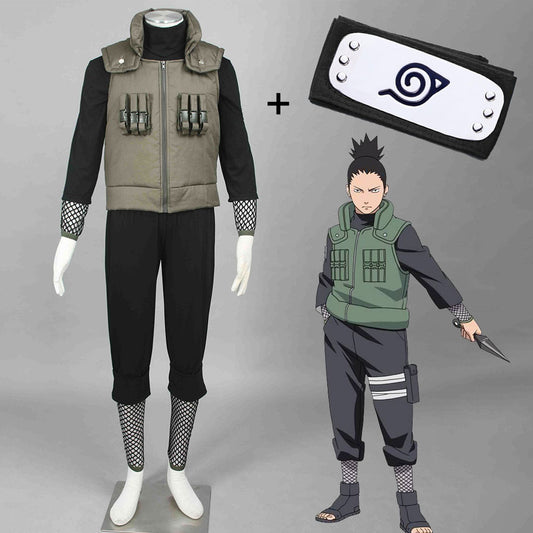 Anime Naruto Shippuden Shikamaru Costume Cosplay Men Kids Halloween