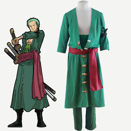 Anime One Piece Costume Roronoa Zoro Cosplay Suits Men and Kids Halloween