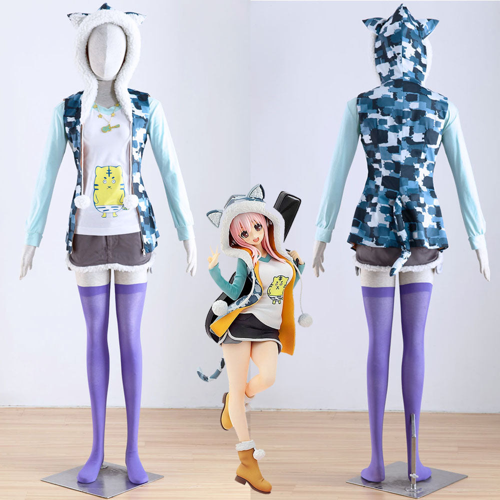 Game Super Sonico Costume Cosplay full Outfits Women and Kids Sonico Halloween