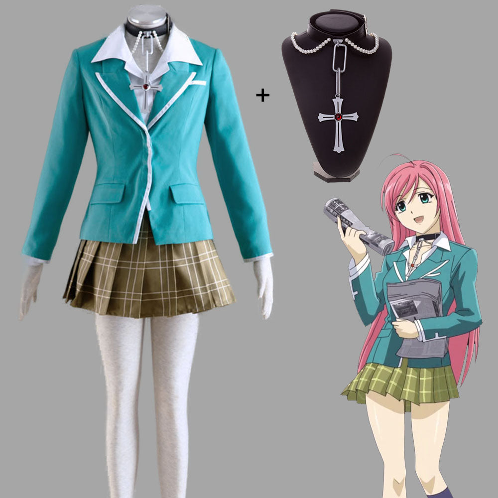 Anime Rosario+Vampire Moka Akashiya Cosplay Costumes Women and Kids Halloween