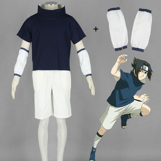 Anime Naruto Shippuden Cosplay Uchiha Sasuke Childhood Costume Men Kids Halloween