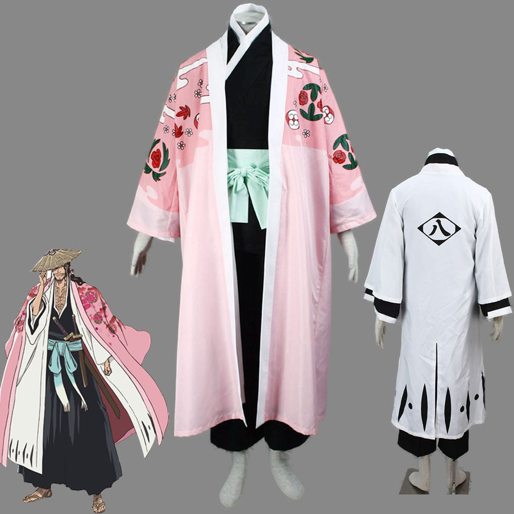 Anime Bleach Kyoraku Shunsui Costume Cosplay Suits 8th Division Captain Costume Men and Kids Halloween