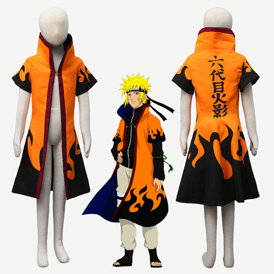 Halloween Anime Naruto Shippuden Cosplay Naruto 6th Hokage Costume Cloak Robe Men Kids