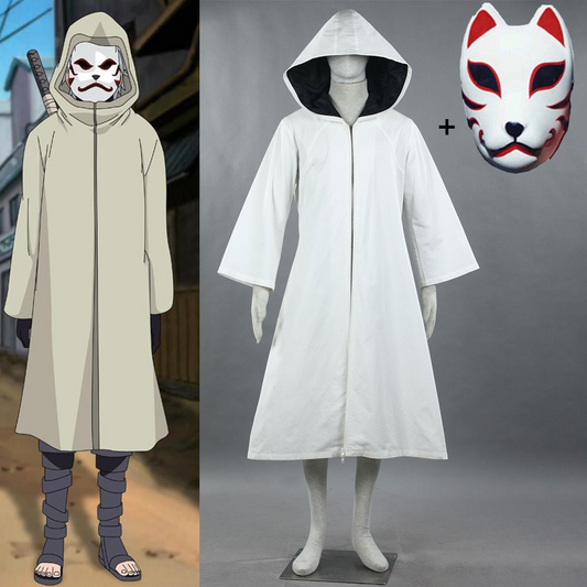 Anime Naruto Shippuden Cosplay Anbu Hatake Kakashi Costume Cloak with Mask Men Kids Halloween