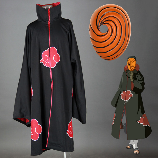 Anime Naruto Shippuden Akatsuki Cloak Tobi Obito Cosplay Costumes Men Kids Halloween