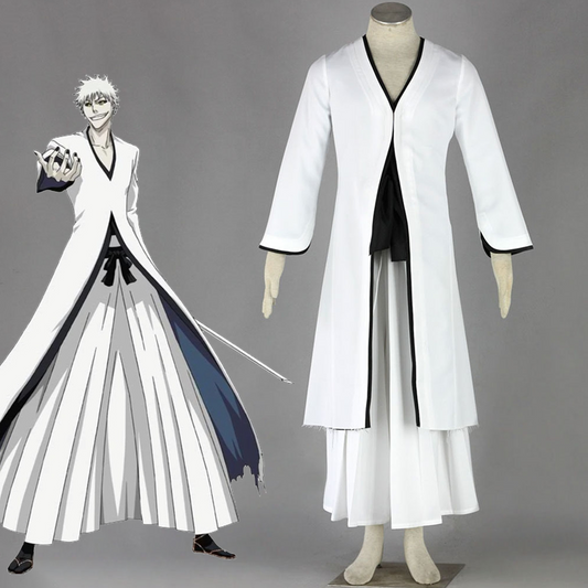 Anime Bleach Costume Ichigo Kurosaki Cosplay White Suits Men and Kids Halloween