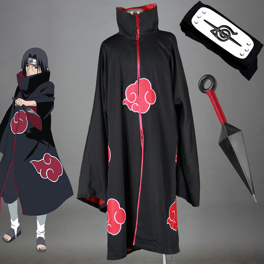 Anime Naruto Shippuden Akatsuki Cloak Uchiha Itachi Cosplay Costumes Men Kids Halloween