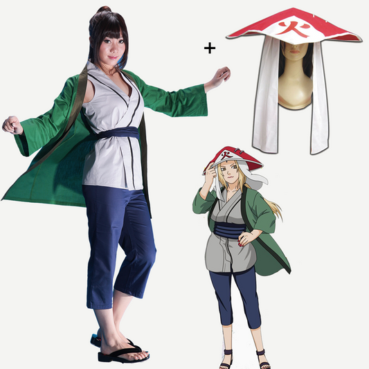 Anime Naruto Shippuden Cosplay Tsunade 5th Hokage Costume with Hat Women Kids Halloween