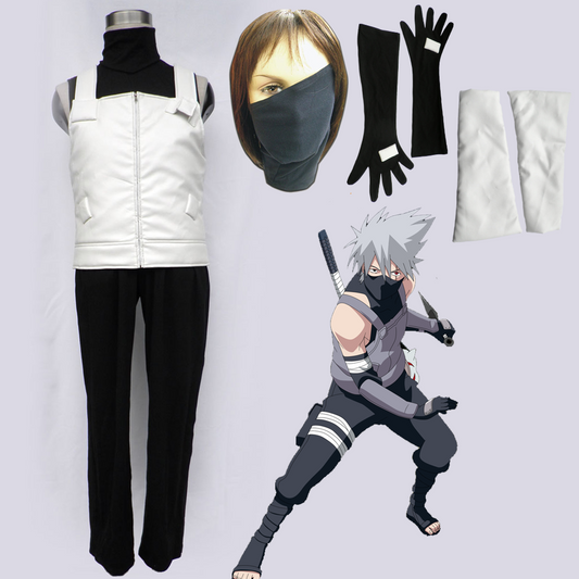 Anime Naruto Shippuden Cosplay Anbu Hatake Kakashi Costume with Mask Men Kids Halloween