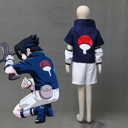 Anime Naruto Shippuden Cosplay Uchiha Sasuke Childhood Costume Men Kids Halloween