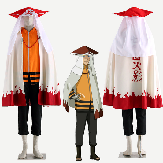 Anime Naruto Shippuden Cosplay Naruto 7th Hokage Costume with Hat Men Kids Halloween