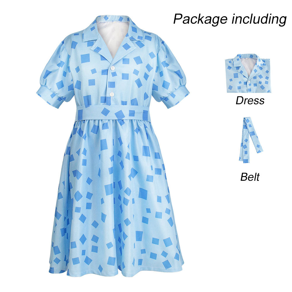 Matilda The Musical Costume Matilda Cosplay Blue Dress for Women and Kids Halloween