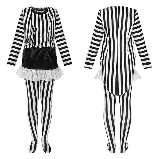 Movie Beetlejuice Costume Beetlejuice Cosplay Black and White Striped Suits for Women