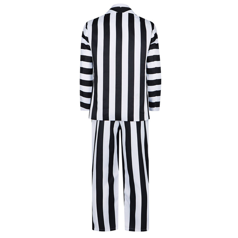 Movie Beetlejuice Costume Beetlejuice Cosplay Black and White Striped Suits Halloween