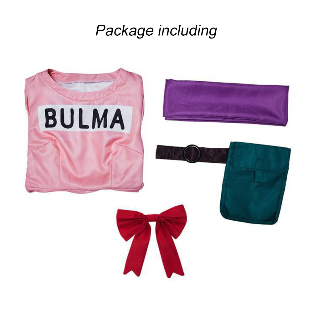 Dragon Ball Z Bulma Cosplay Pink Costume Dress Ouffits for Women Halloween