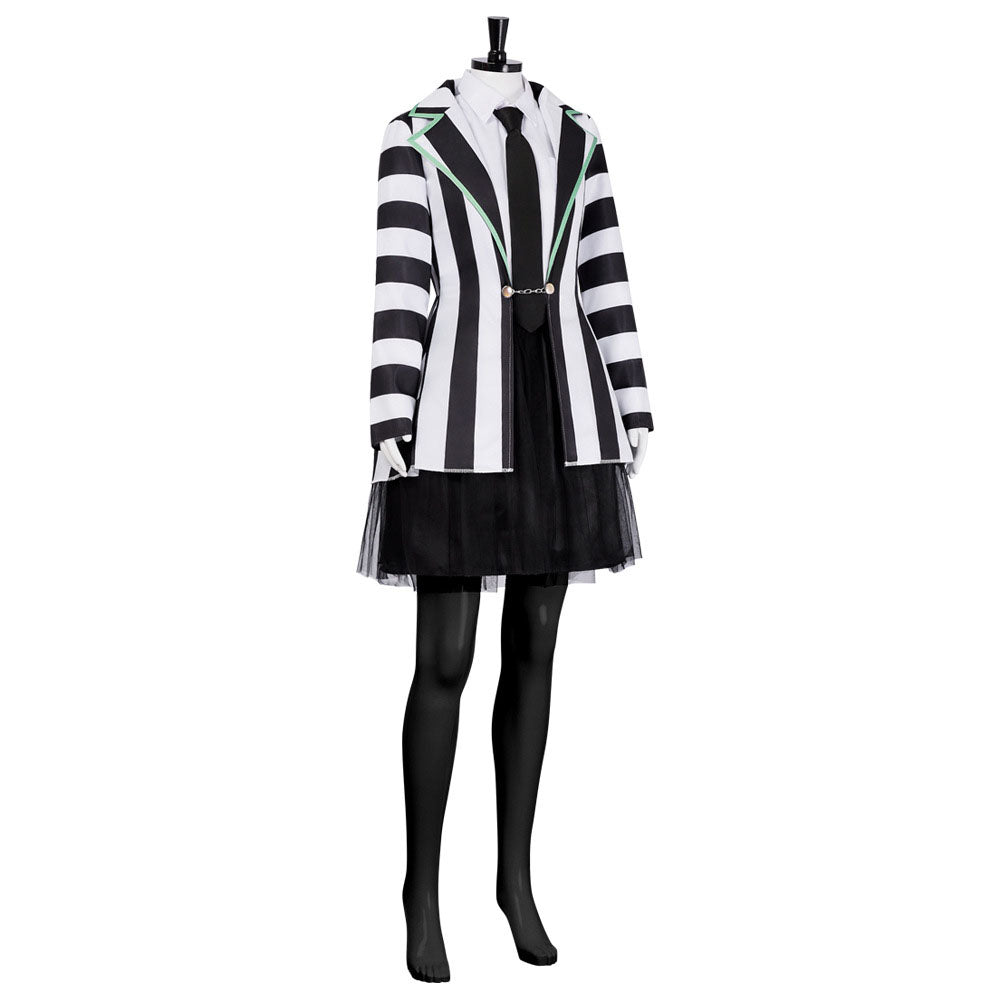 Movie Beetlejuice 2 Costume Beetlejuice Cosplay Women Skirt Style Cosplay full Outfits with Accessories