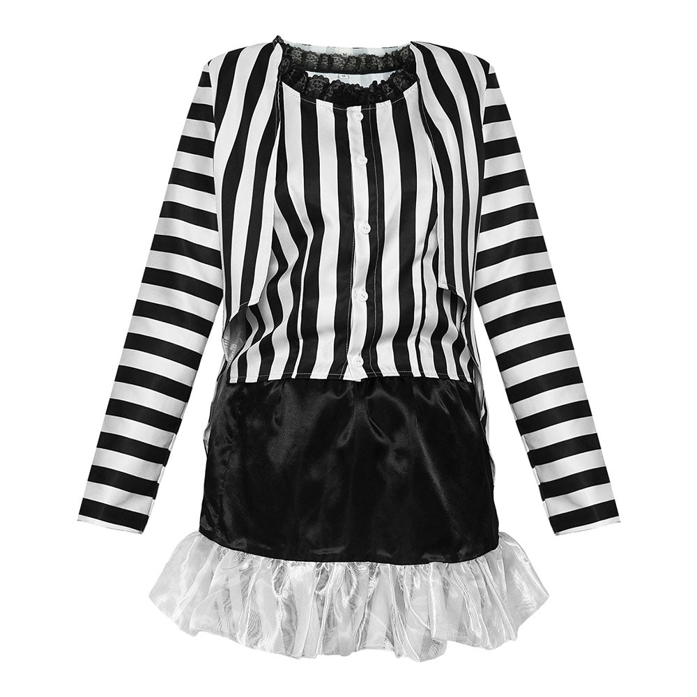 Movie Beetlejuice Costume Beetlejuice Cosplay Black and White Striped Suits for Women