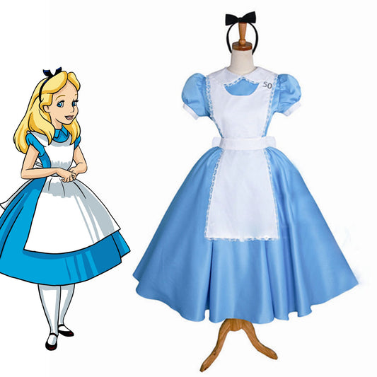 Alice's Adventures in Wonderland Costume Alice Cosplay Blue Dress for Women