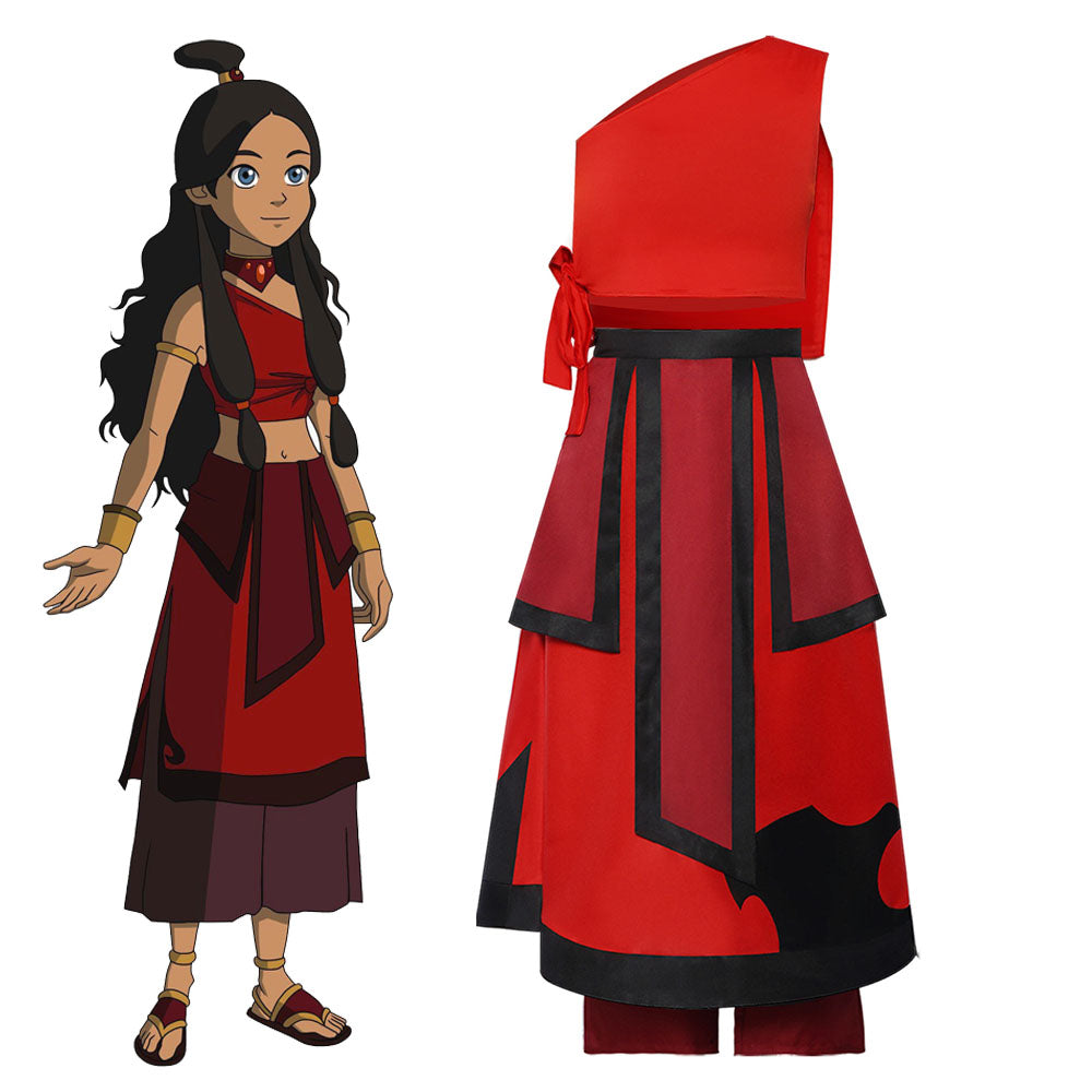 Avatar The Last Airbender Costume Katara Cosplay Red full Outfit for Women