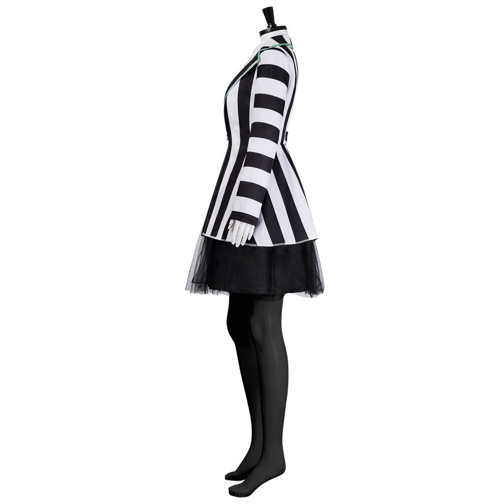 Movie Beetlejuice 2 Costume Beetlejuice Cosplay Women Skirt Style Cosplay full Outfits with Accessories