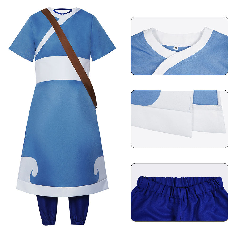 Avatar The Last Airbender Costume Katara Cosplay Blue full Outfit for Women