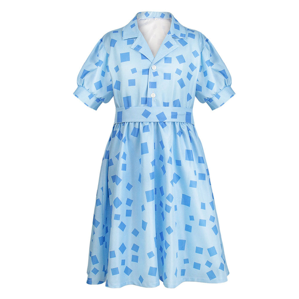 Matilda The Musical Costume Matilda Cosplay Blue Dress for Women and Kids Halloween